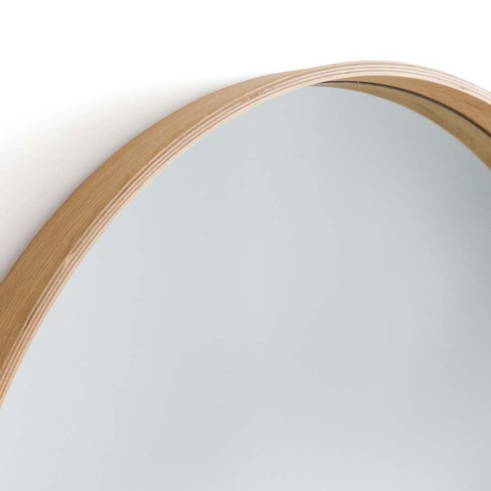 Зеркало круглое из дуба Alaria бежевого цвета - купить Настенные зеркала по цене 9056.0