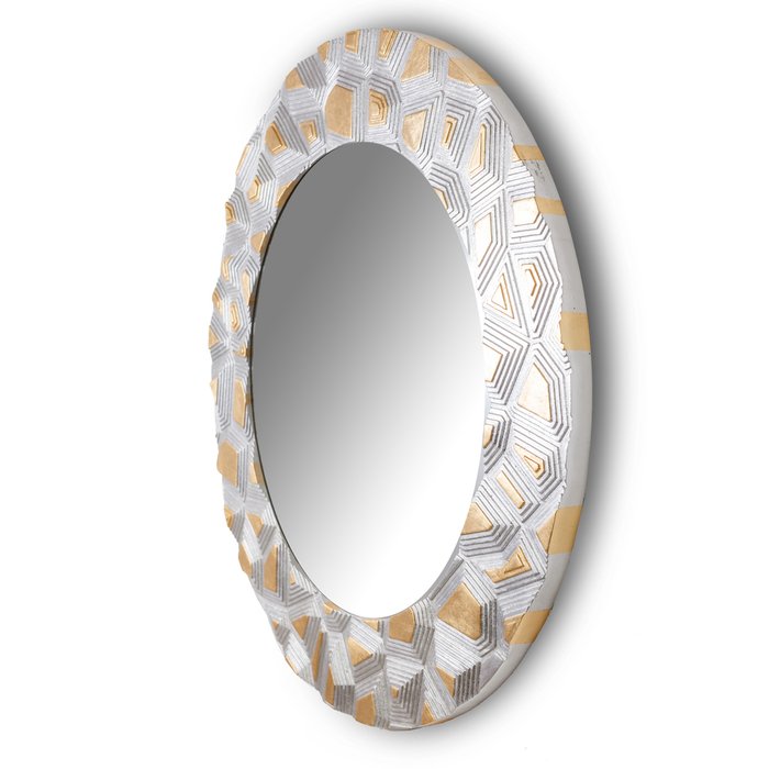 Настенное зеркало Fashion Groove Gold серебристо-золотого цвета - лучшие Настенные зеркала в INMYROOM