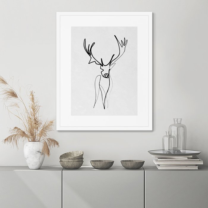 Репродукция картины в раме Deer - лучшие Картины в INMYROOM