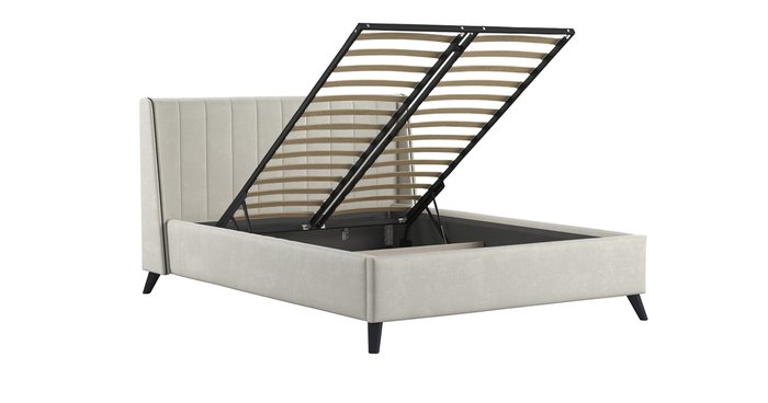 Кровать Виола 160х200 бежевого цвета с подъемным механизмом и дном - лучшие Кровати для спальни в INMYROOM