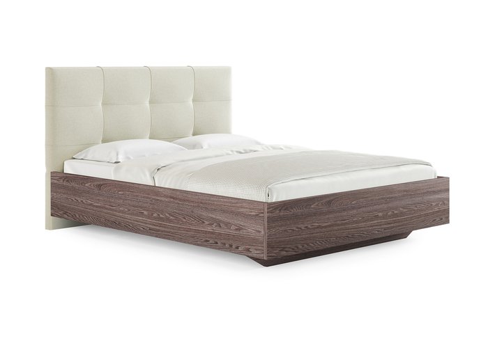 Кровать Victoria 160х200 с изголовьем серо-бежевого цвета без основания и подъемного механизма 