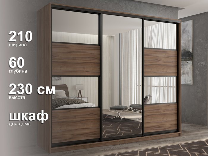Шкаф-купе Кааппи-5 210 цвета Орех тьеполо  - лучшие Шкафы-купе в INMYROOM