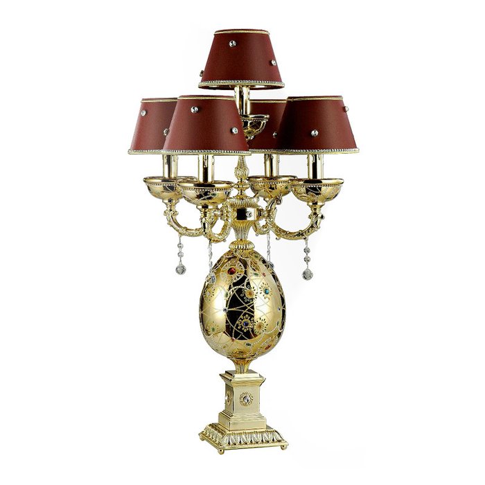 Настольная лампа Bijoux Gold с абажуроми бордового цвета