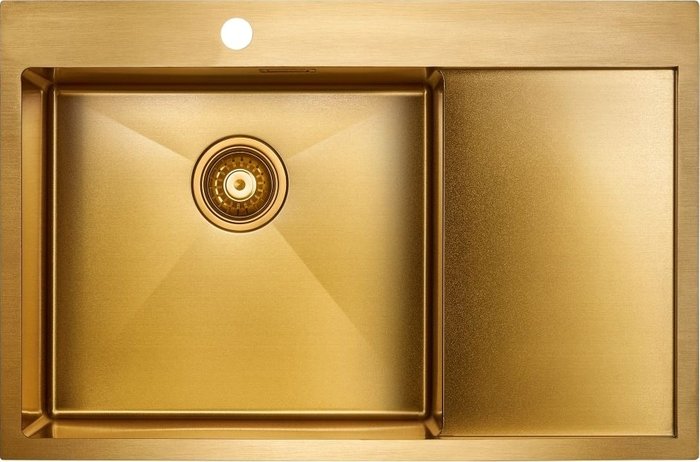 Кухонная мойка с правым крылом прямоугольная Paulmark Elde 78х51 см золотого цвета  - купить Кухонные мойки по цене 54978.0