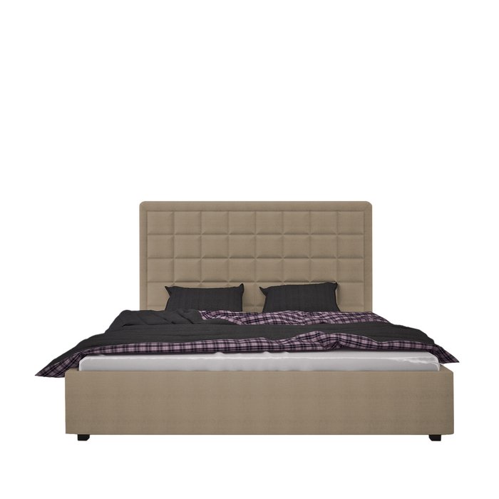 Кровать Elizabeth Велюр Коричнево-Серый 140х200 - купить Кровати для спальни по цене 102000.0