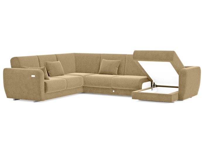 Модульный угловой диван-кровать темно-бежевого цвета - купить Угловые диваны по цене 325000.0