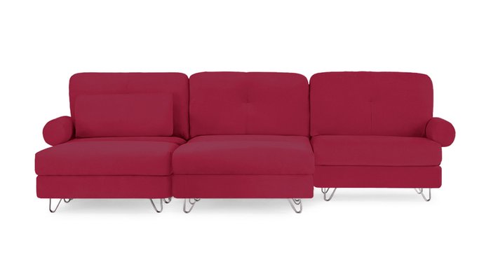 Угловой диван с двумя оттоманками Багамы красного цвета - лучшие Угловые диваны в INMYROOM