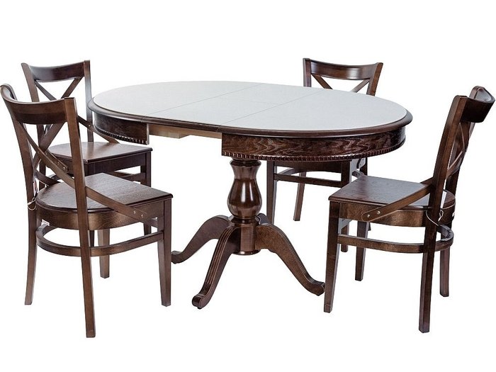 Обеденная группа из стола и четырех стульев коричневого цвета - купить Обеденные группы по цене 57328.0