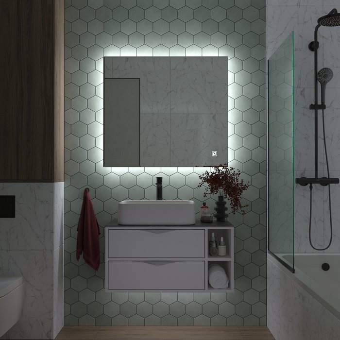 Настенное зеркало Орвието 80х90 с LED-подсветкой - купить Настенные зеркала по цене 11341