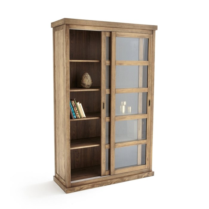 Шкаф книжный с раздвижными дверцами Lunja коричневого цвета - купить Книжные шкафы по цене 72280.0