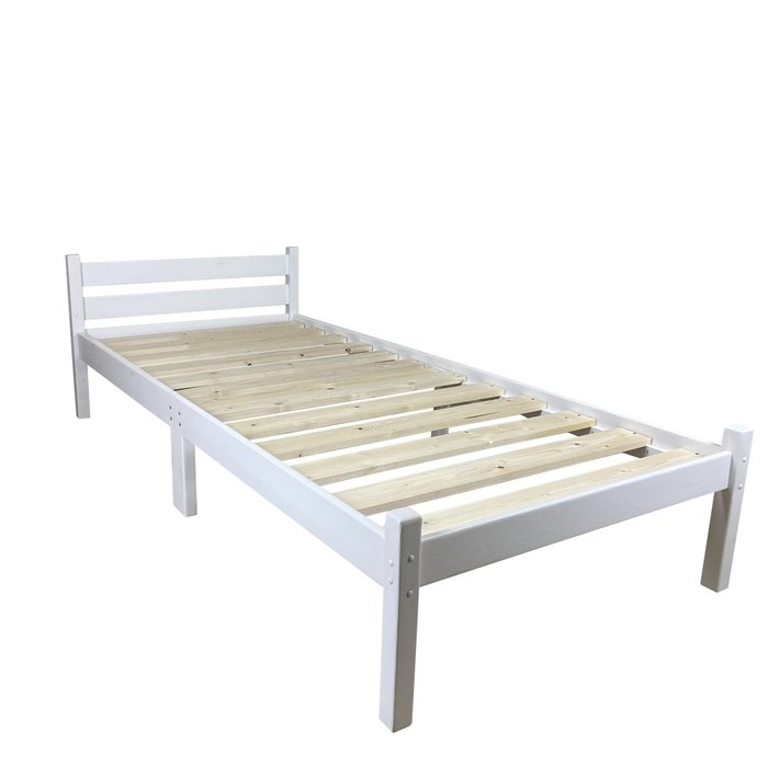 Кровать односпальная Классика Компакт сосновая 80х200 белого цвета - лучшие Кровати для спальни в INMYROOM