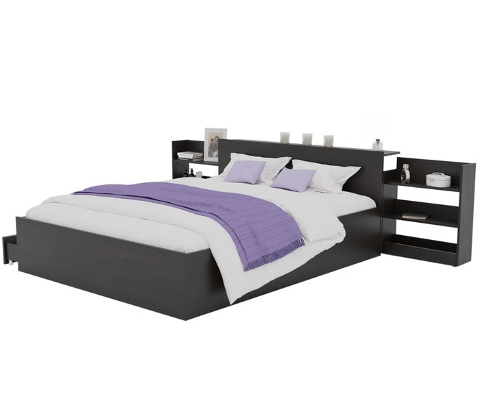 Кровать Доминика 180х200 цвета венге с матрасом и ящиками - лучшие Кровати для спальни в INMYROOM