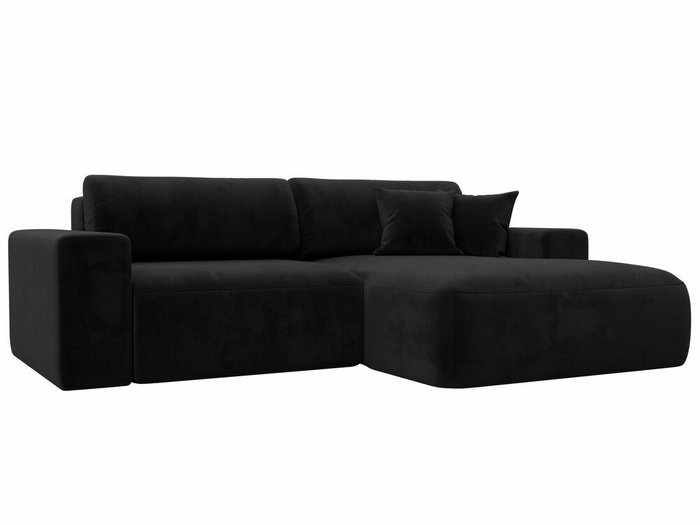 Угловой диван-кровать Лига 036 Классик черного цвета правый угол