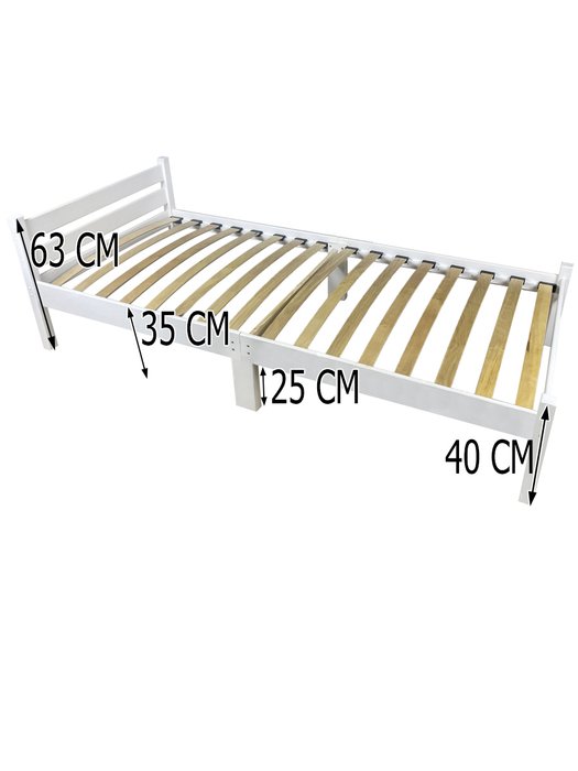 Кровать Компакт сосновая с ортопедическим основанием 70х200 белого цвета - лучшие Одноярусные кроватки в INMYROOM