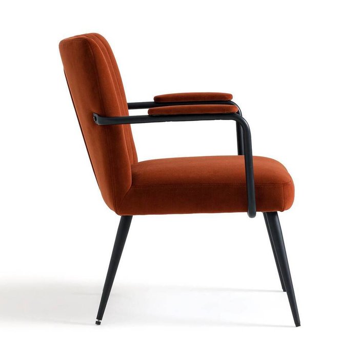 Кресло винтажное бархатное с подлокотниками Ronda бордового цвета - лучшие Обеденные стулья в INMYROOM