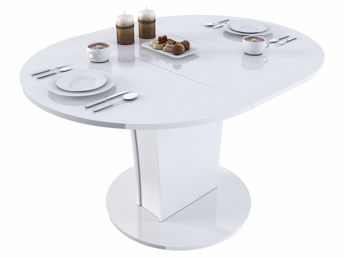 Стол обеденный раскладной Turin-6 белого цвета - купить Обеденные столы по цене 17200.0