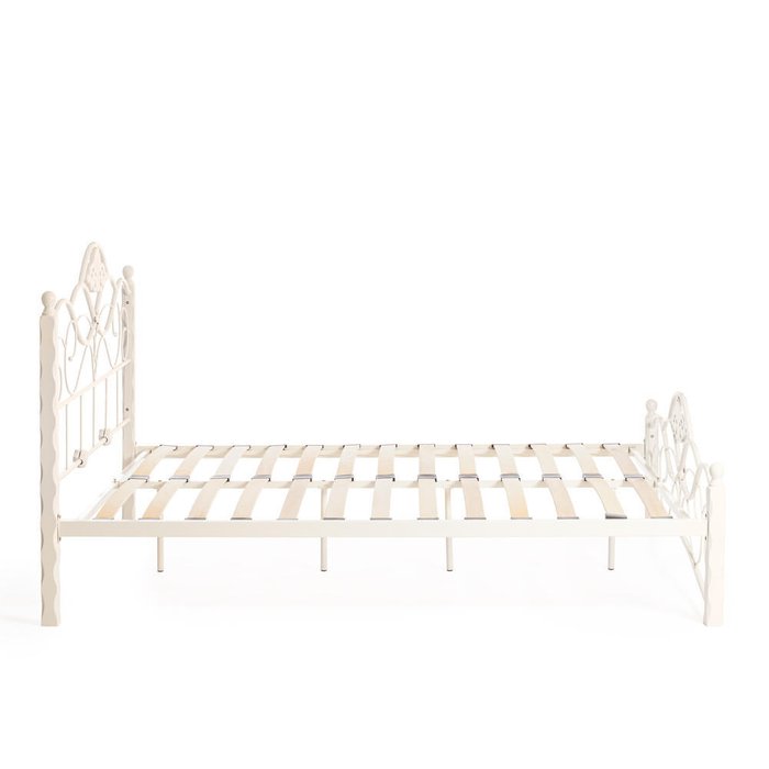 Кровать металлическая Wood slat base 160х200 бежевого цвета - лучшие Кровати для спальни в INMYROOM