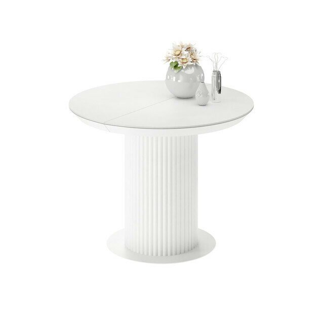 Раздвижной обеденный стол Фрах белого цвета - лучшие Обеденные столы в INMYROOM