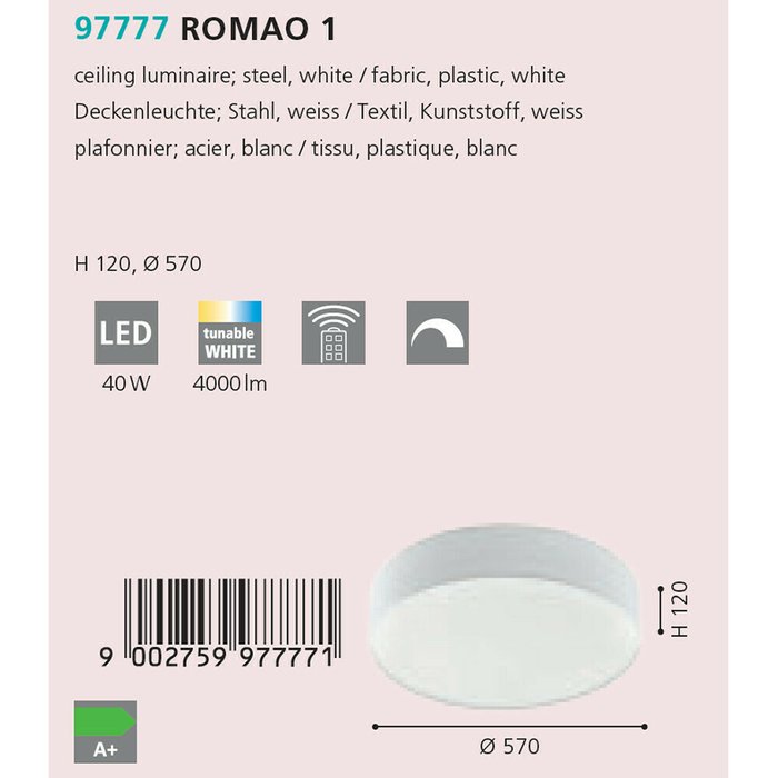 Светильник потолочный Eglo Romao 1 97777 - лучшие Подвесные светильники в INMYROOM