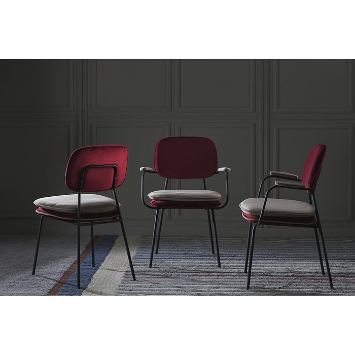 Стул с подлокотниками Реа бордово-бежевого цвета - лучшие Обеденные стулья в INMYROOM