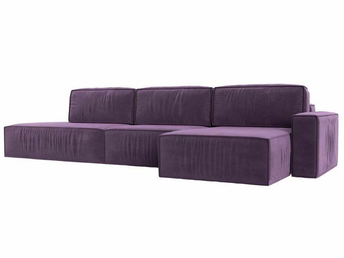 Угловой диван-кровать Прага модерн лонг сиреневого цвета правый угол