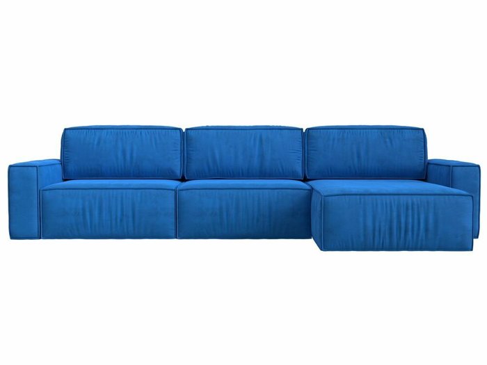 Угловой диван-кровать Прага Классик лонг синего цвета правый угол - купить Угловые диваны по цене 102999.0