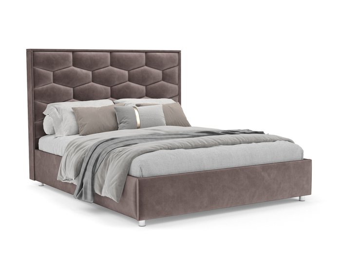Кровать Рица 160х190 серо-коричневого цвета с подъемным механизмом (вельвет)
