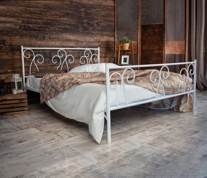 Кованая кровать Лацио 140х200 белого цвета - лучшие Кровати для спальни в INMYROOM