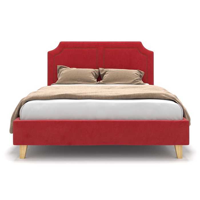 Кровать Kimberly красного цвета на ножках 160х200 - купить Кровати для спальни по цене 63900.0