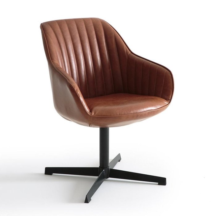 Офисное кресло Hiba коричневого цвета     на фото кожа 