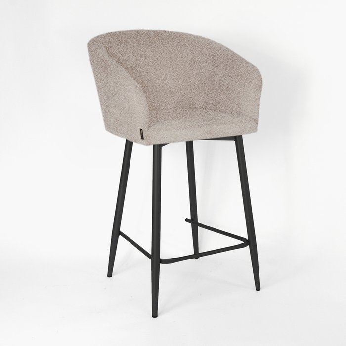 Барный стул Гарда серо-бежевого цвета с черными ножками