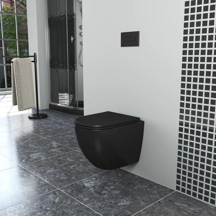 Унитаз подвесной Damp;K Matrix черный, безободковый, с микролифтом - купить Чаши унитазов по цене 32506.0