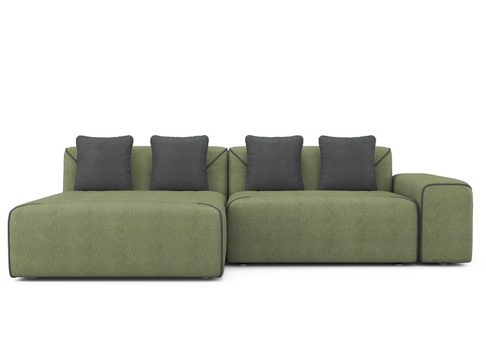 Угловой раскладной диван Portu левый оливкового цвета