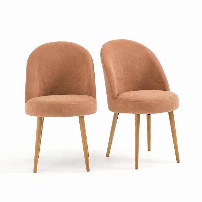 Комплект из двух столовых стульев из вельвета Lenou розового цвета - купить Обеденные стулья по цене 33462.0