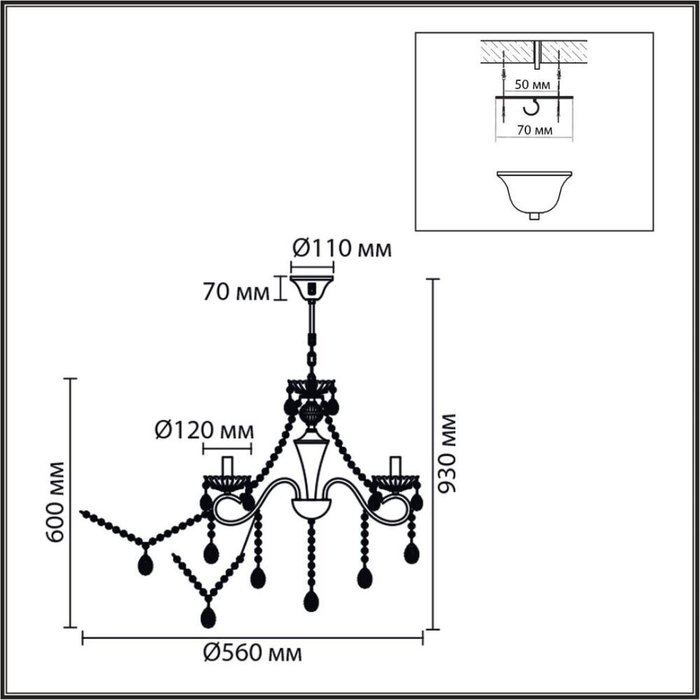 Подвесная люстра Luina 8346/5 (металл, цвет бронза) - купить Подвесные люстры по цене 13200