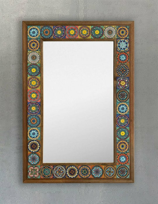 Настенное зеркало 43x63 с каменной мозаикой и композитным основанием - купить Настенные зеркала по цене 22495.0