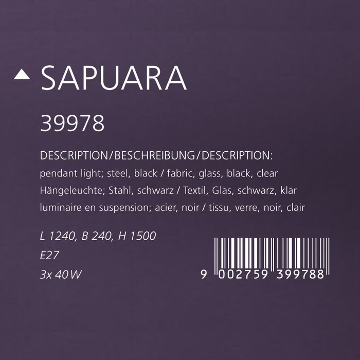 Люстра подвесная Sapuara черного цвета - лучшие Подвесные люстры в INMYROOM