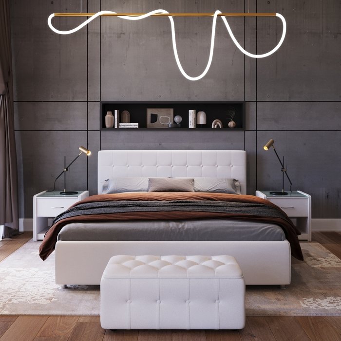 Кровать Космопорт 160х190 белого цвета - лучшие Кровати для спальни в INMYROOM