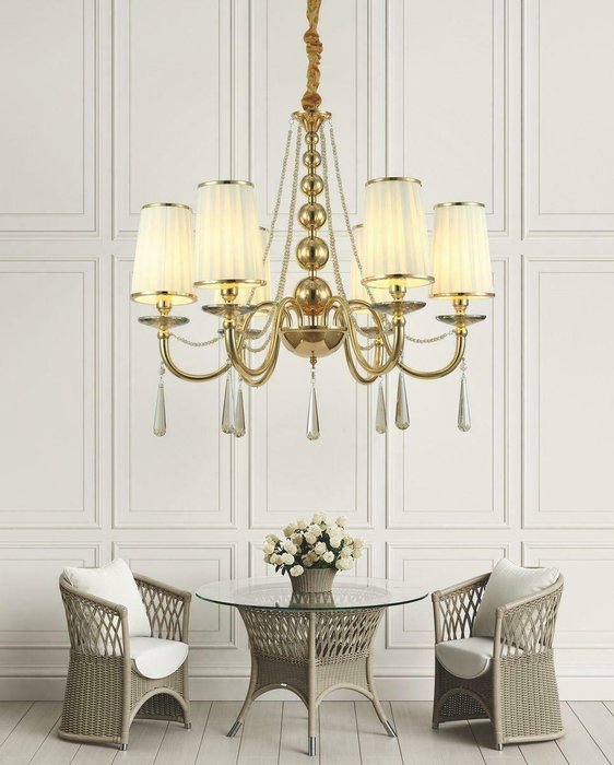 Подвесная люстра Fabione LDP 1200-6 F.GD (ткань, цвет кремовый) - лучшие Подвесные люстры в INMYROOM Подвесная люстра Fabione LDP 1200-6 F.GD (ткань, цвет кремовый) - лучшие Подвесные люстры в INMYROOM