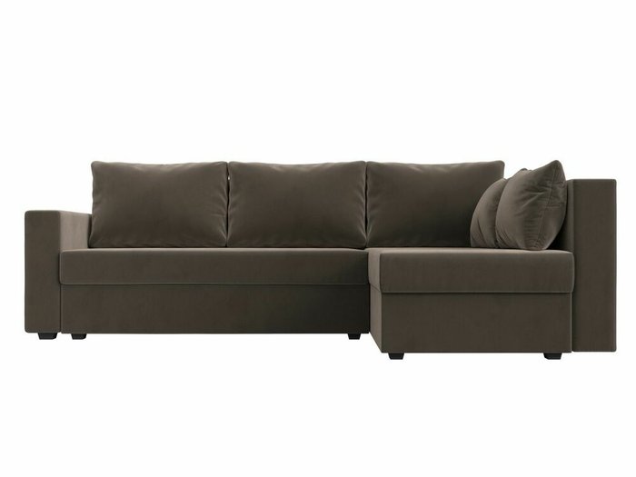 Угловой диван-кровать Мансберг коричневого цвета правый угол - купить Угловые диваны по цене 42999.0