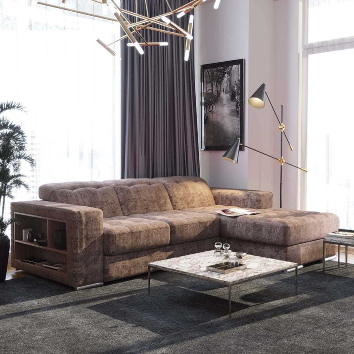 Угловой диван-кровать Лондон коричневого цвета - купить Угловые диваны по цене 201614.0