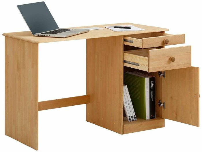 Письменный стол из массива сосны Вадим бежевого цвета - купить Письменные столы по цене 11700.0