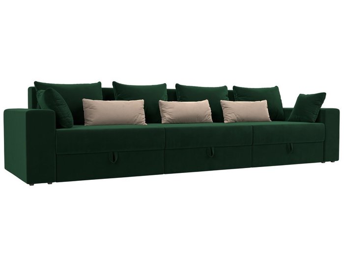 Прямой диван-кровать Мэдисон Long зелено-бежевого цвета