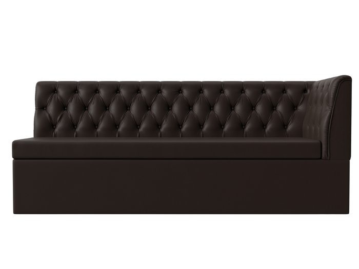 Диван-кровать Маркиз коричневого цвета (экокожа) с углом справа - купить Прямые диваны по цене 35999.0