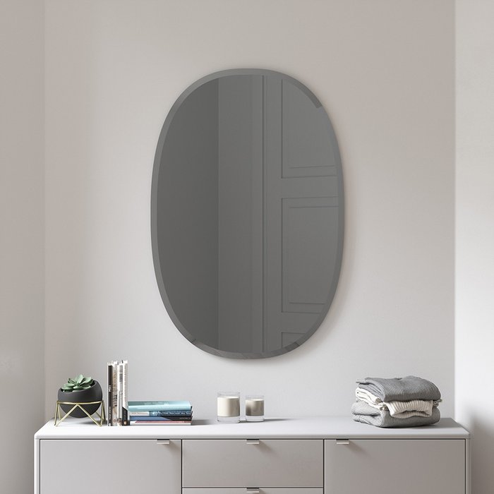 Настенное зеркало Hub 61х91 серого цвета  - купить Настенные зеркала по цене 12062.0