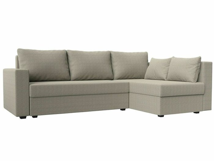 Угловой диван-кровать Мансберг серо-бежевого цвета правый угол