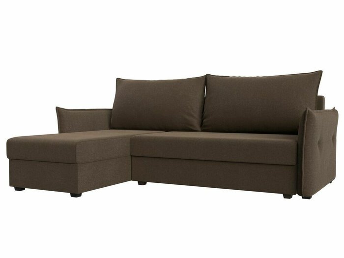 Угловой диван-кровать Лига 004 коричневого цвета угол левый