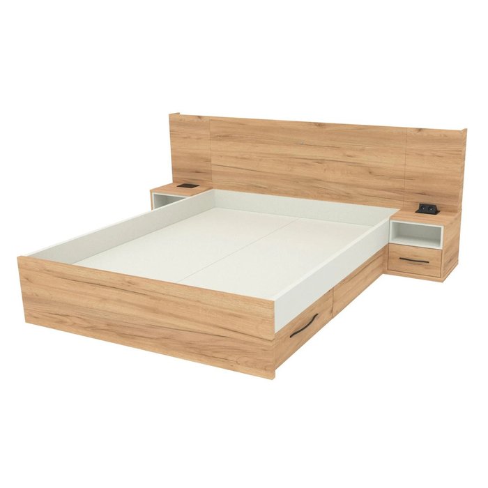 Кровать Уют 160х200 цвета Дуб Крафт Золотой без подъемного механизма с подсветкой - купить Кровати для спальни по цене 68500 Кровать Уют 160х200 цвета Дуб Крафт Золотой без подъемного механизма с подсветкой - купить Кровати для спальни по цене 68500