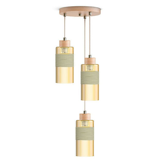 Подвесная люстра Tubus Thai wood с янтарными плафонами Подвесная люстра Tubus Thai wood с янтарными плафонами