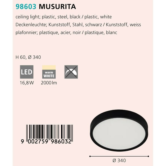 Светильник потолочный Eglo Musurita 98603 - купить Потолочные светильники по цене 4190.0